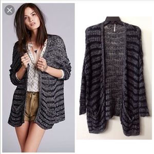 Free people black and white stripped cardigan